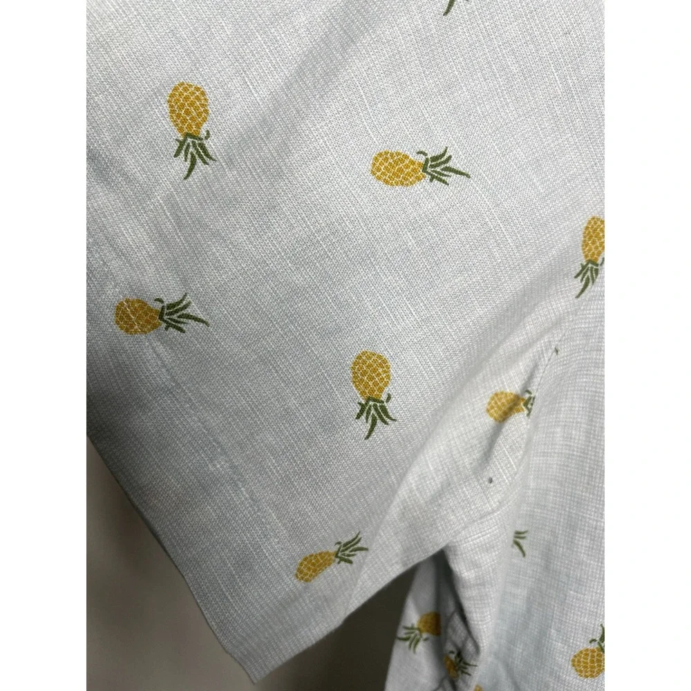 Banana Republic Mens size large Pineapple Print Linen Cotton Slim Fit Summer